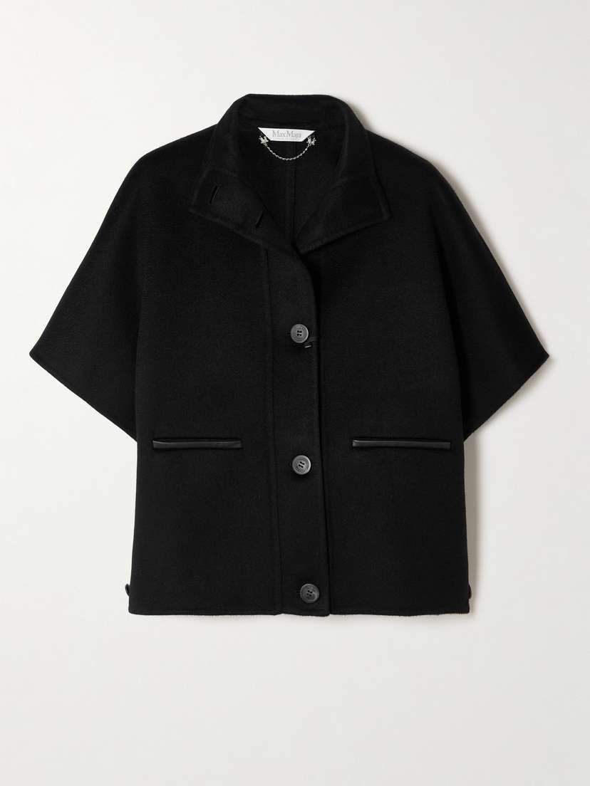 Max Mara Roll Leather-trimmed Wool Jacket