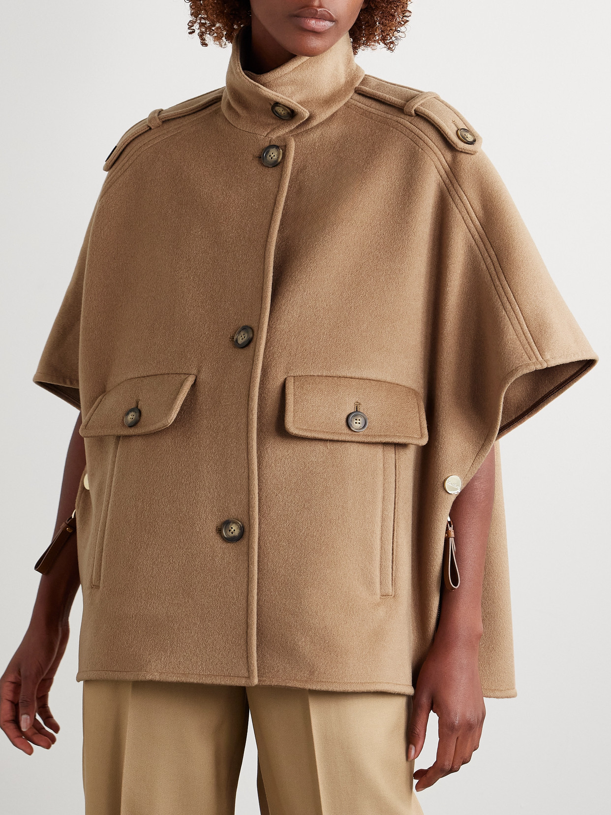 Max Mara Venere Cashmere Cape In Brown