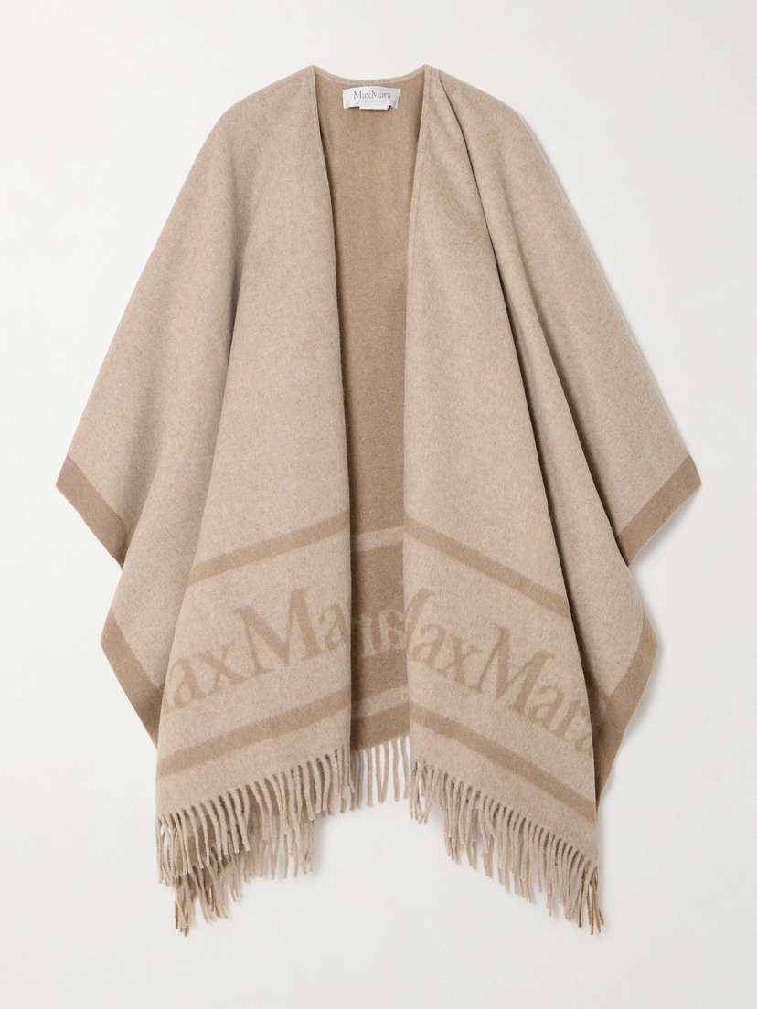 Max Mara Hilde Striped Printed Wool Shawl