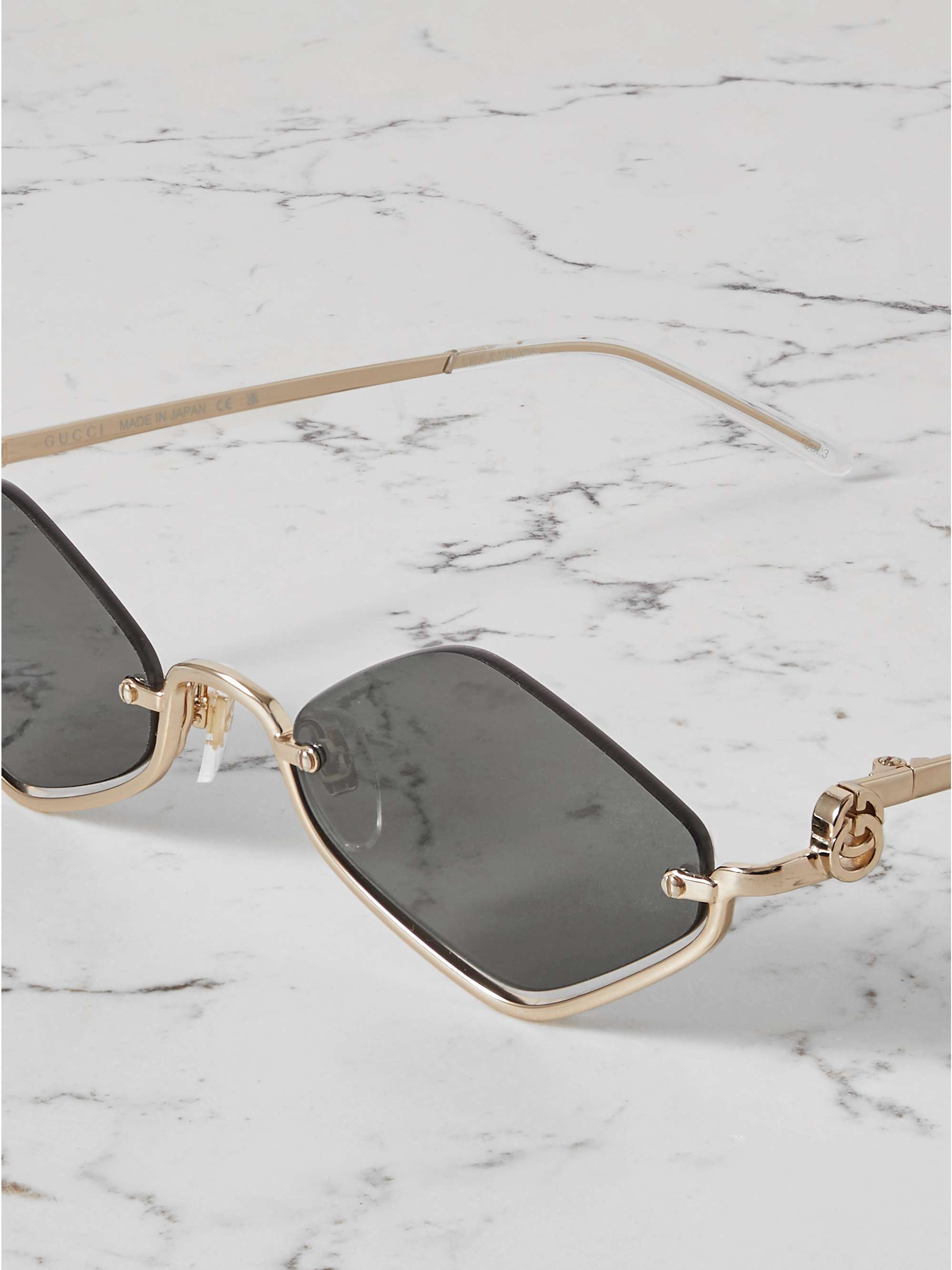 GUCCI EYEWEAR Hexagonframe goldtone sunglasses NETAPORTER