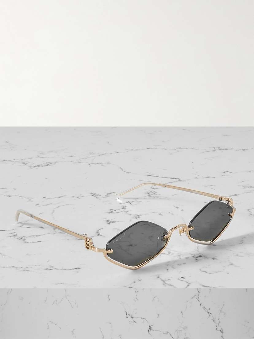 Gucci Eyewear Hexagon-frame Gold-tone Sunglasses