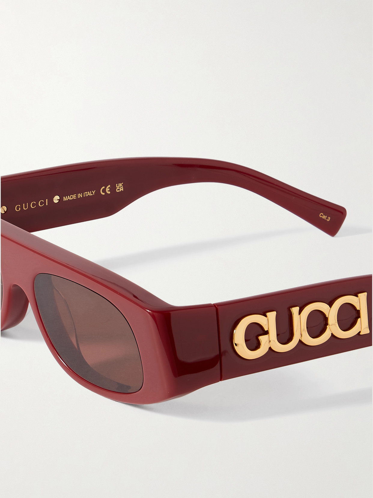 Gucci Rectangular-frame Acetate Sunglasses In Red