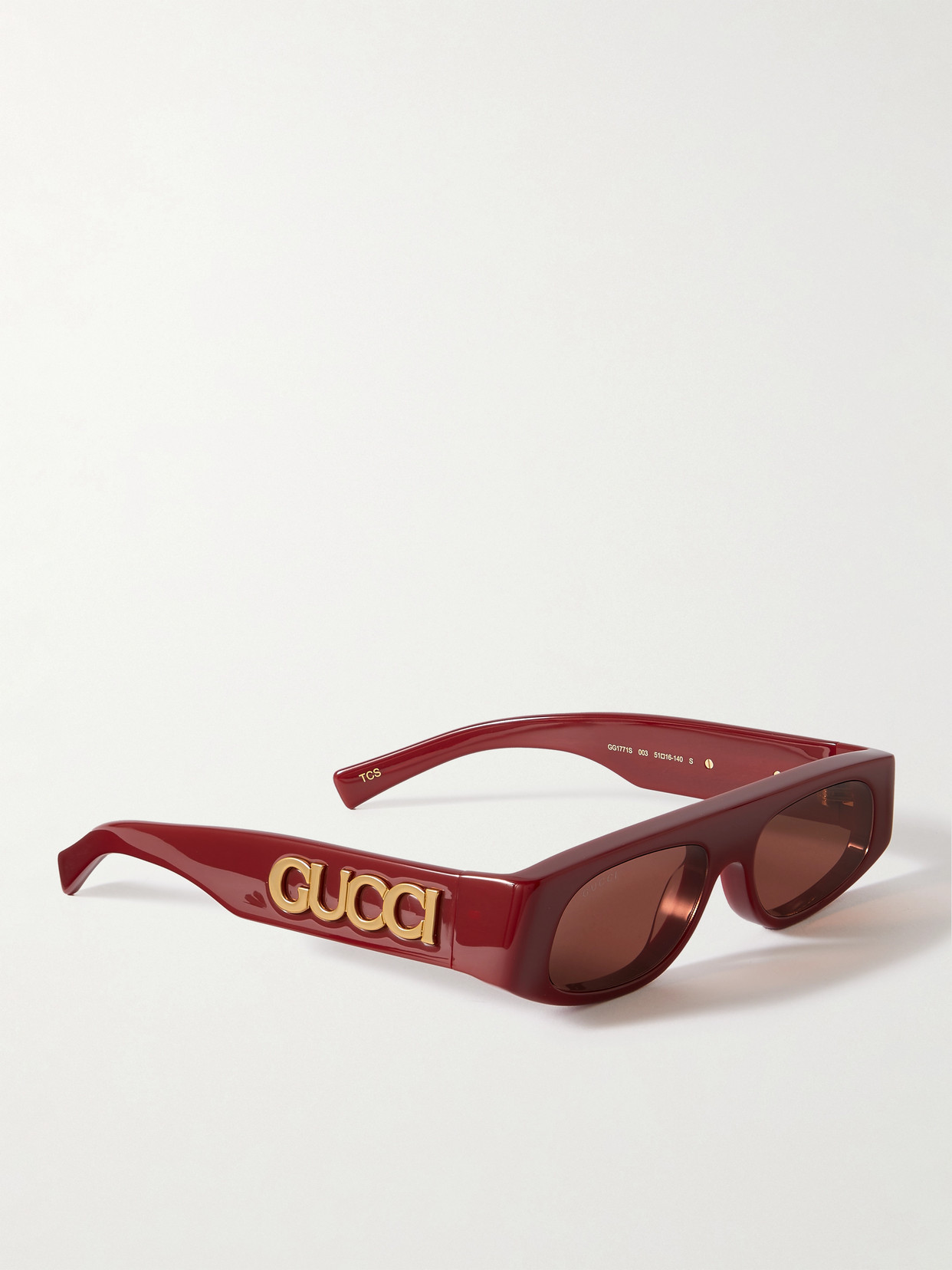 Gucci Rectangular-frame Acetate Sunglasses In Red