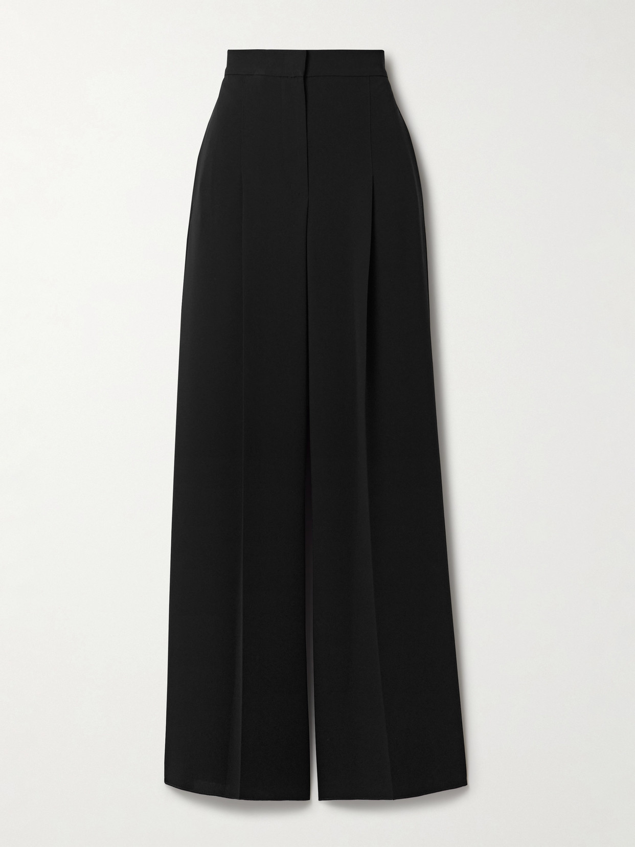 Max Mara - Lino Pleated Crepe Wide-leg Pants - Black