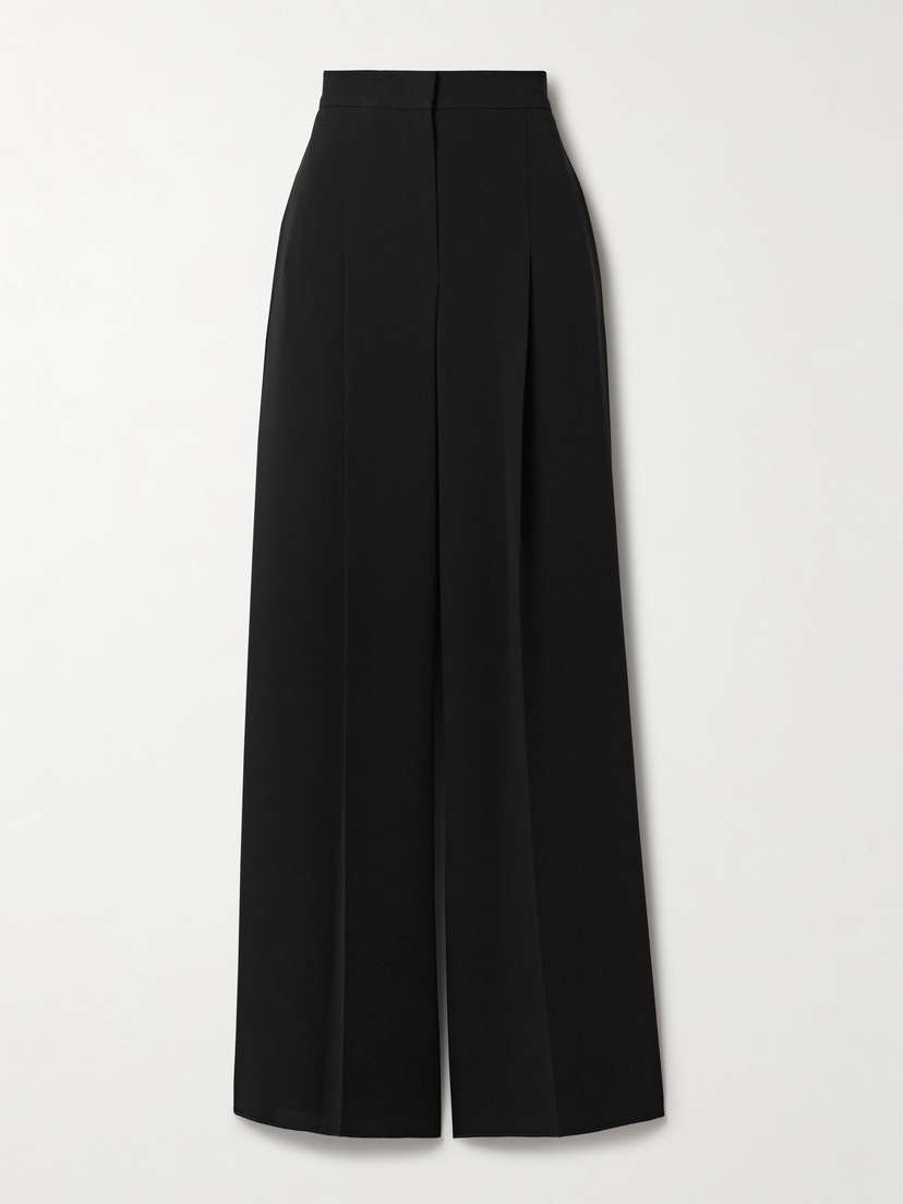 Max Mara Lino Pleated Crepe Wide-leg Pants