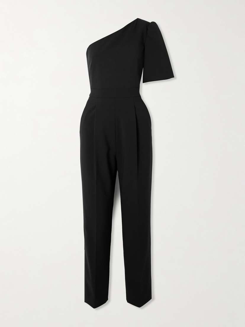 Max Mara Smalto One-shoulder Pleated Crepe Jumpsuit