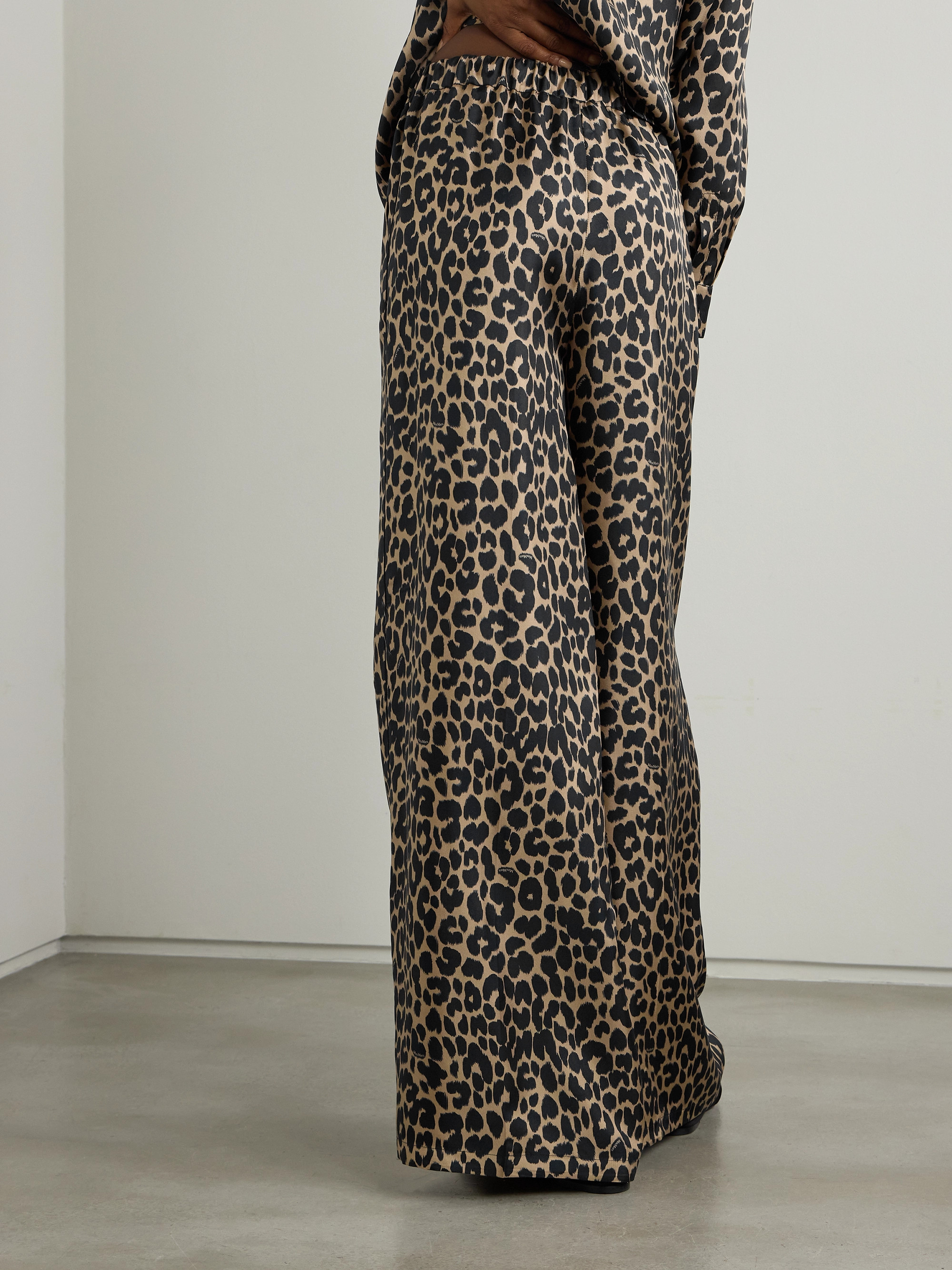 Max Mara Ghinea leopard-print silk wide-leg pants thumbnail