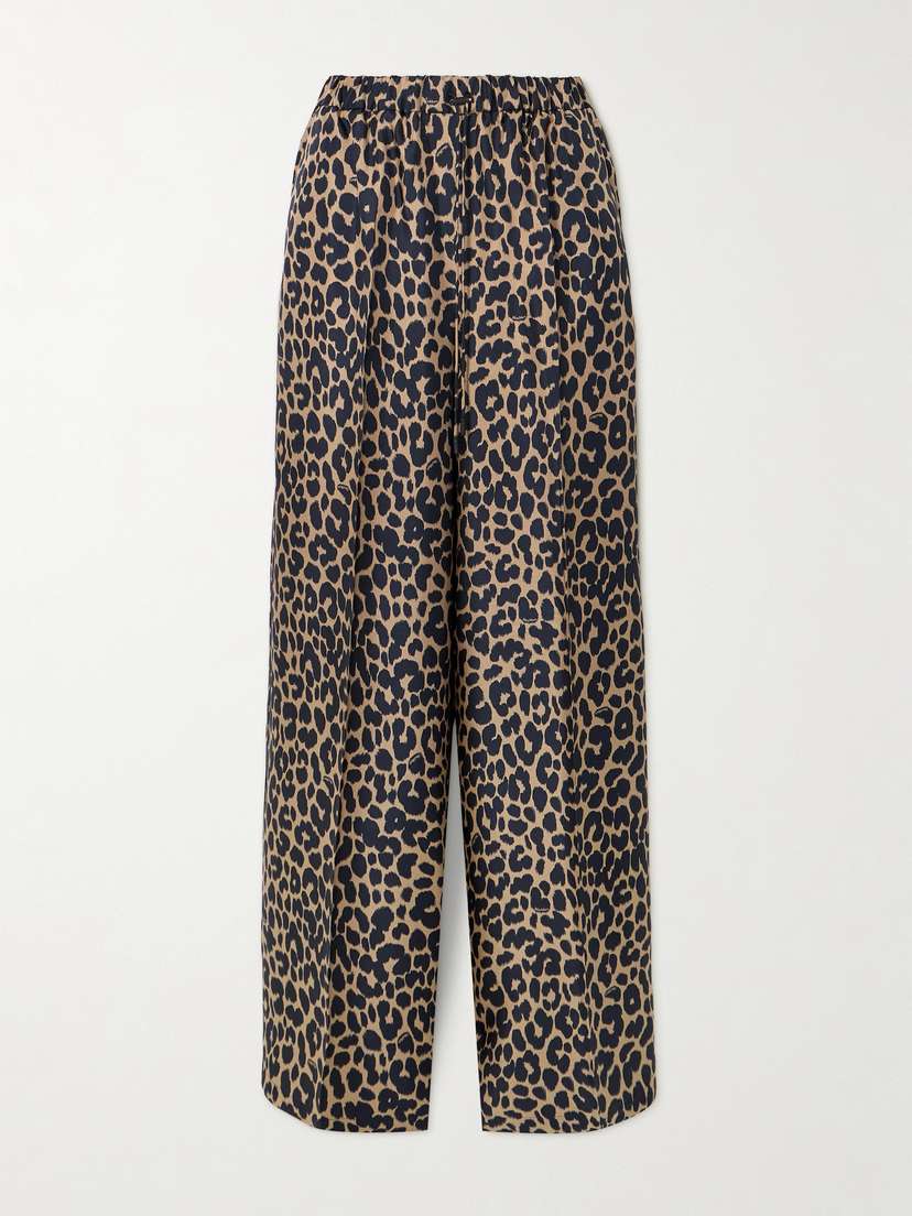 Max Mara Ghinea Leopard-print Silk Wide-leg Pants