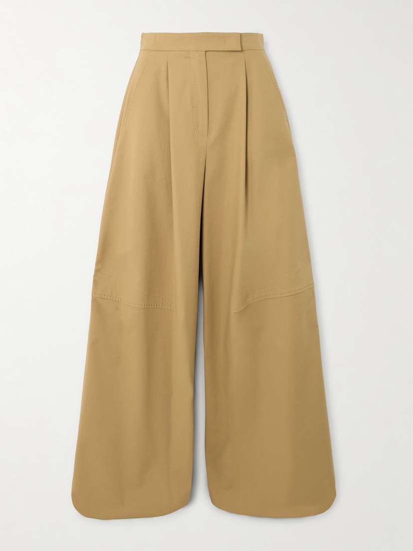 Max Mara Avoriaz Pleated Cotton-blend Wide-leg Pants - UK 18