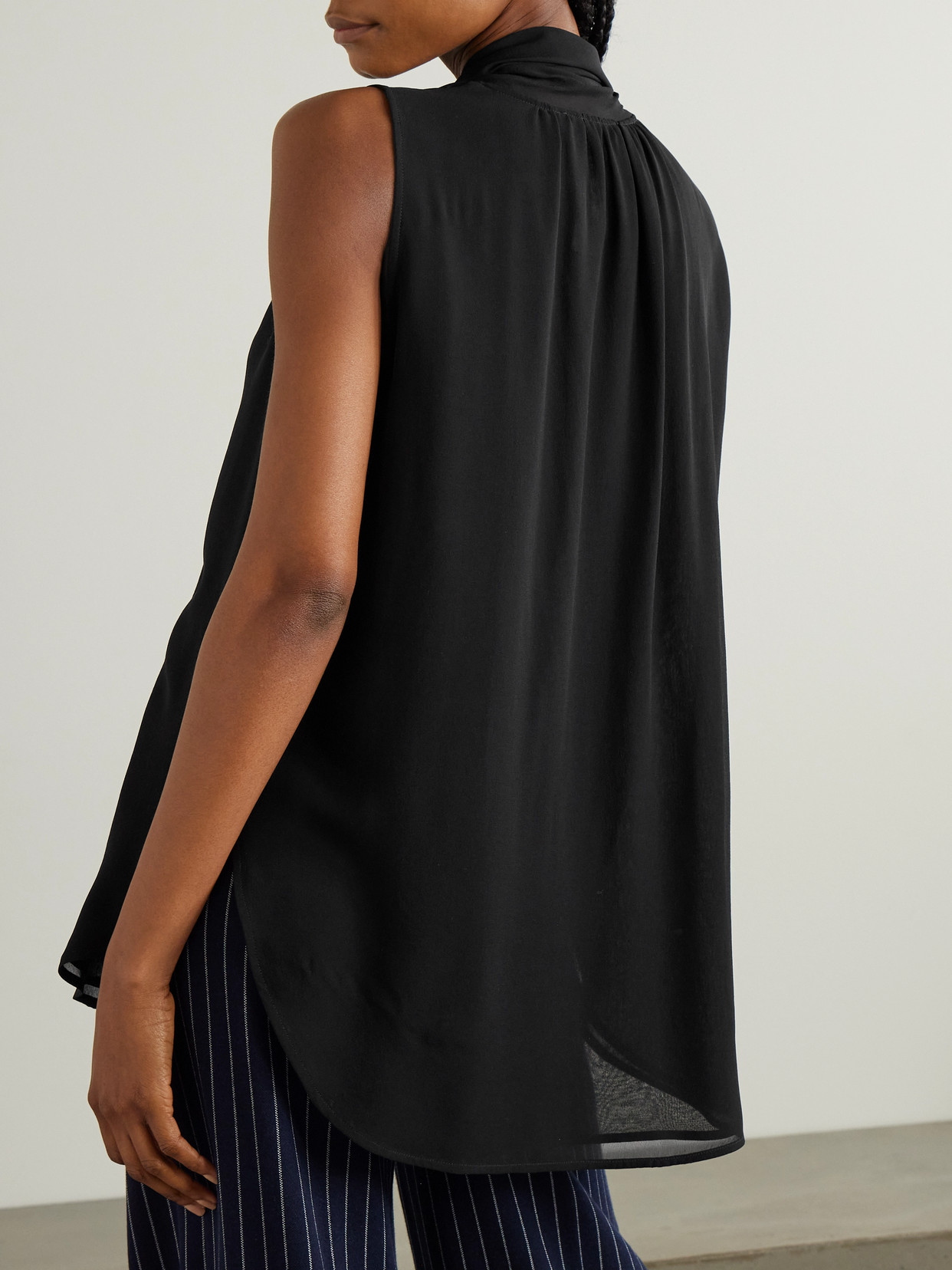 Mela Pussy-Bow Silk-Chiffon Blouse