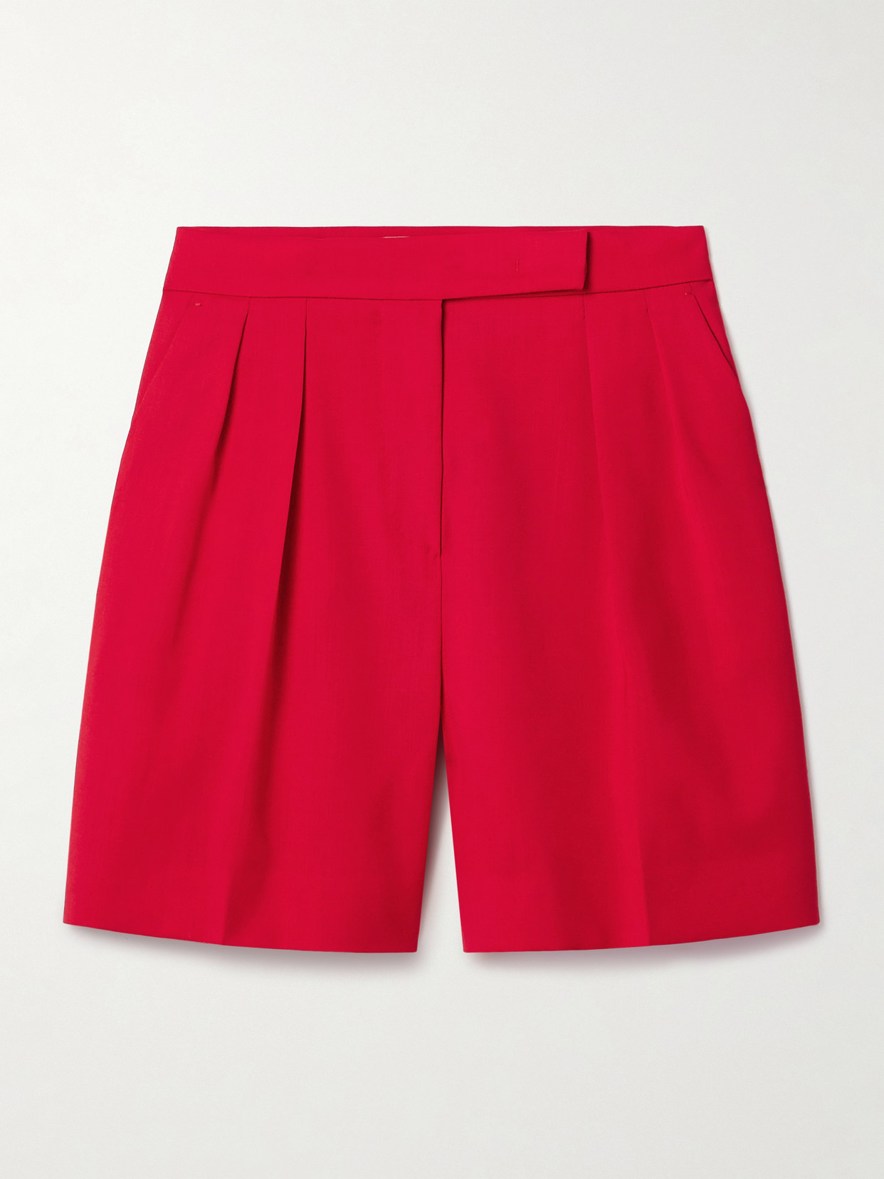 Max Mara Jessica Pleated Wool Shorts In Red
