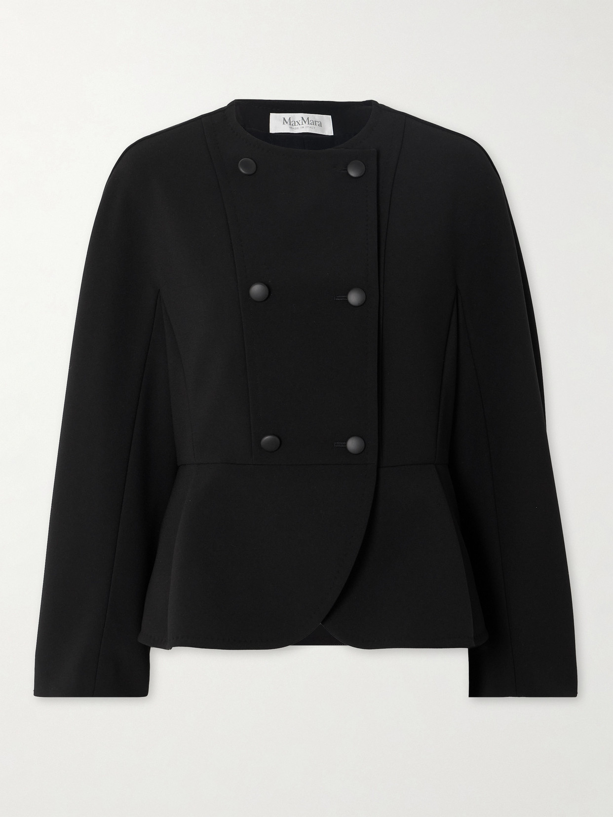 Max Mara Fronda Double-breasted Stretch-crepe Peplum Jacket In Black