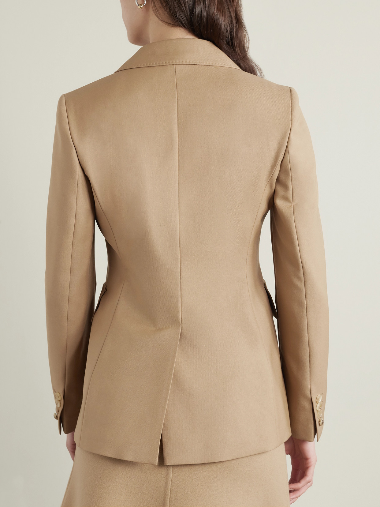 Max Mara Osanna Double-breasted Wool-twill Blazer In Brown