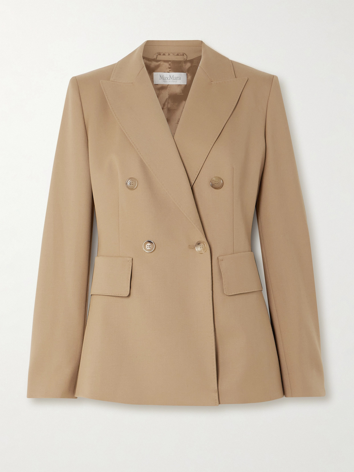 Max Mara Osanna Double-breasted Wool-twill Blazer In Brown