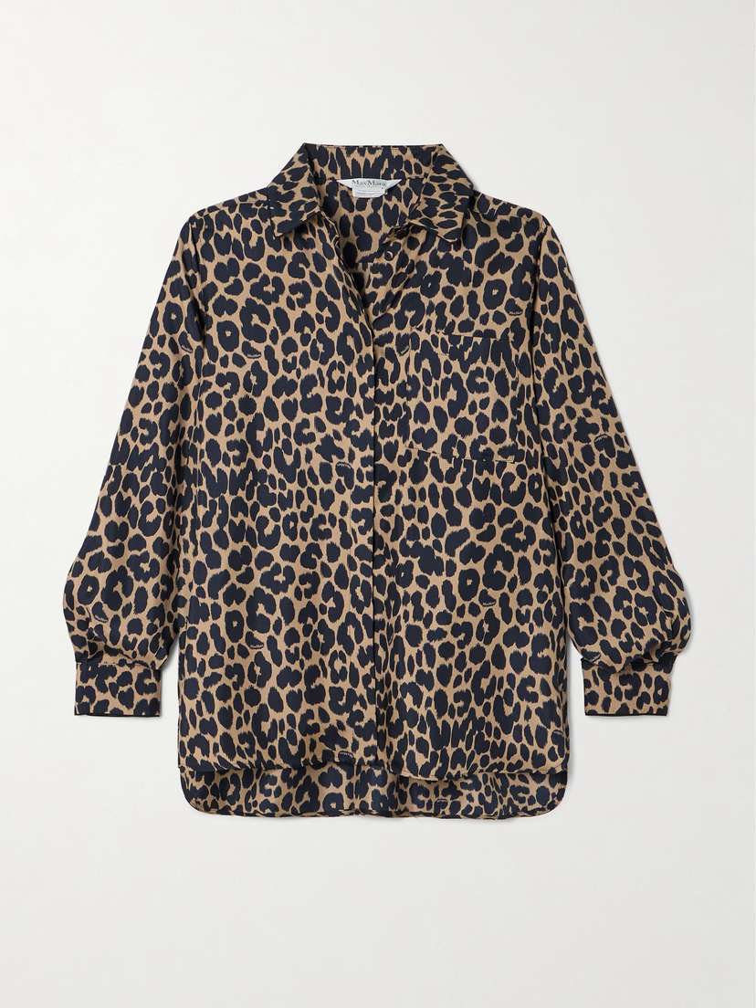 Max Mara Etna Leopard-print Silk Shirt - UK 14