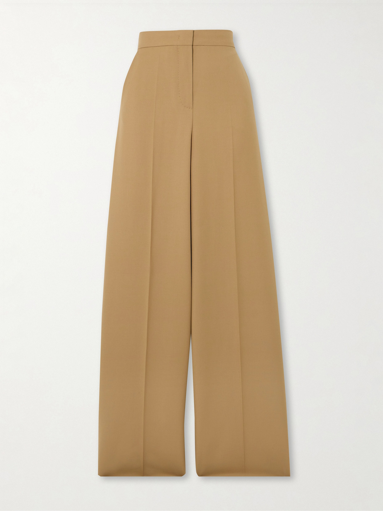 Max Mara Senna Pleated Wool-twill Wide-leg Pants In Brown