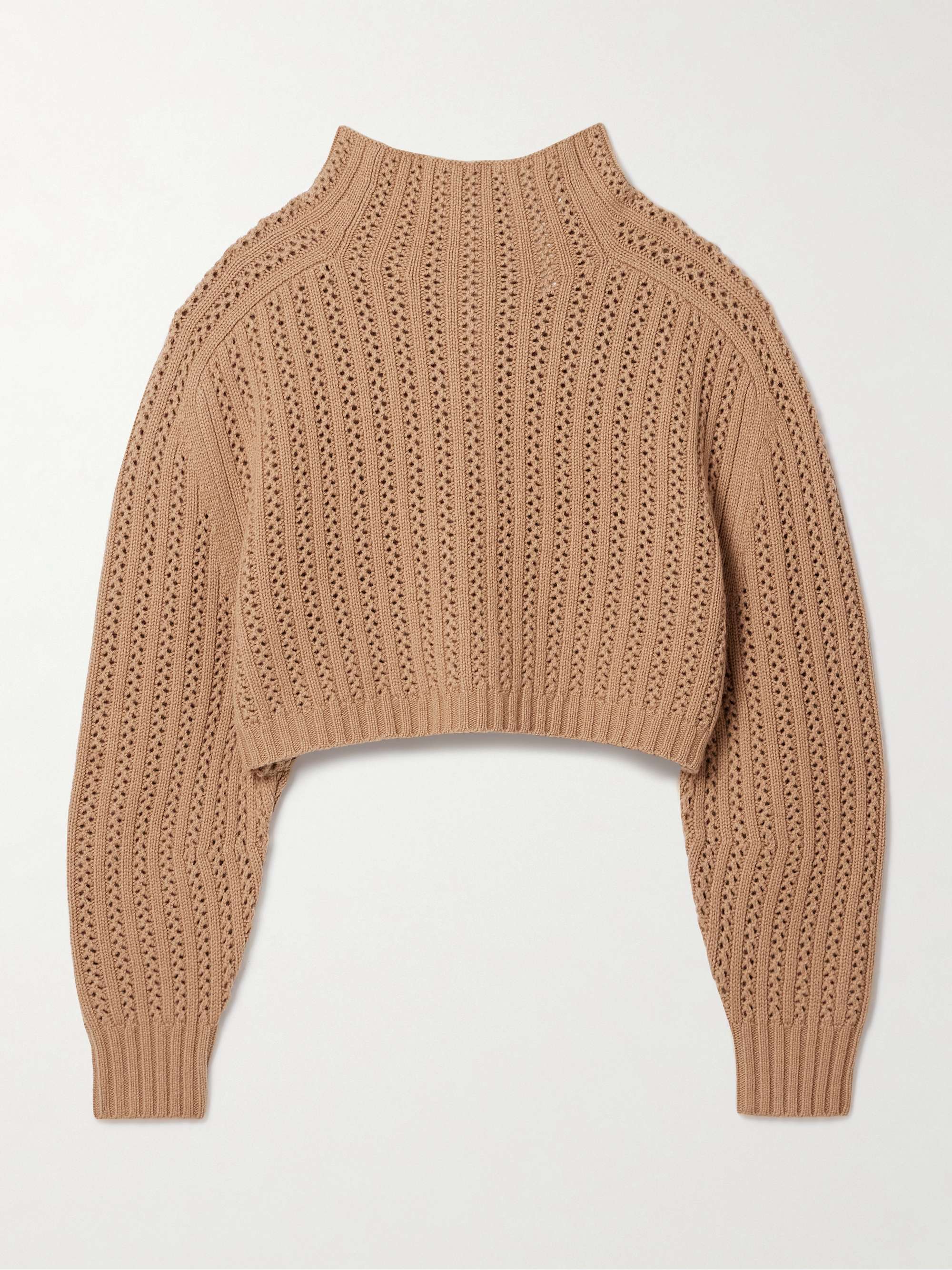 MAX MARA Hodeida ribbed pointelle-knit wool and cashmere-blend 