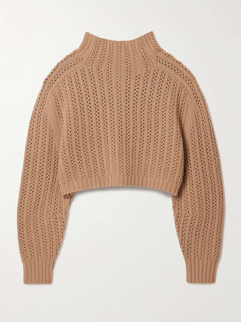 Max Mara Hodeida Ribbed Pointelle-knit Wool And Cashmere-blend Sweater