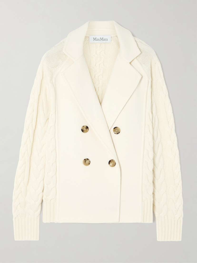 Max Mara Micio Double-breasted Cable-knit Wool And Cashmere-blend Jacket