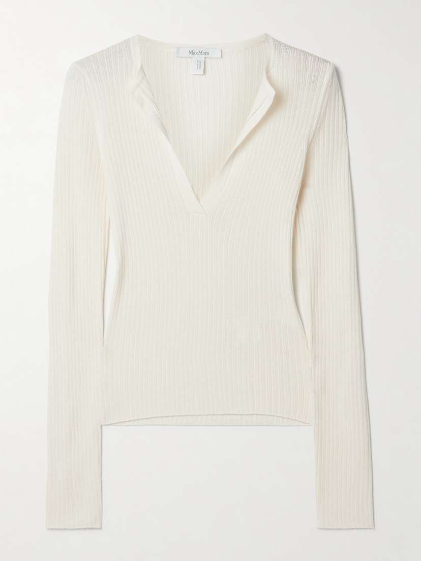 Max Mara Urlo Ribbed Silk And Cashmere-blend Sweater