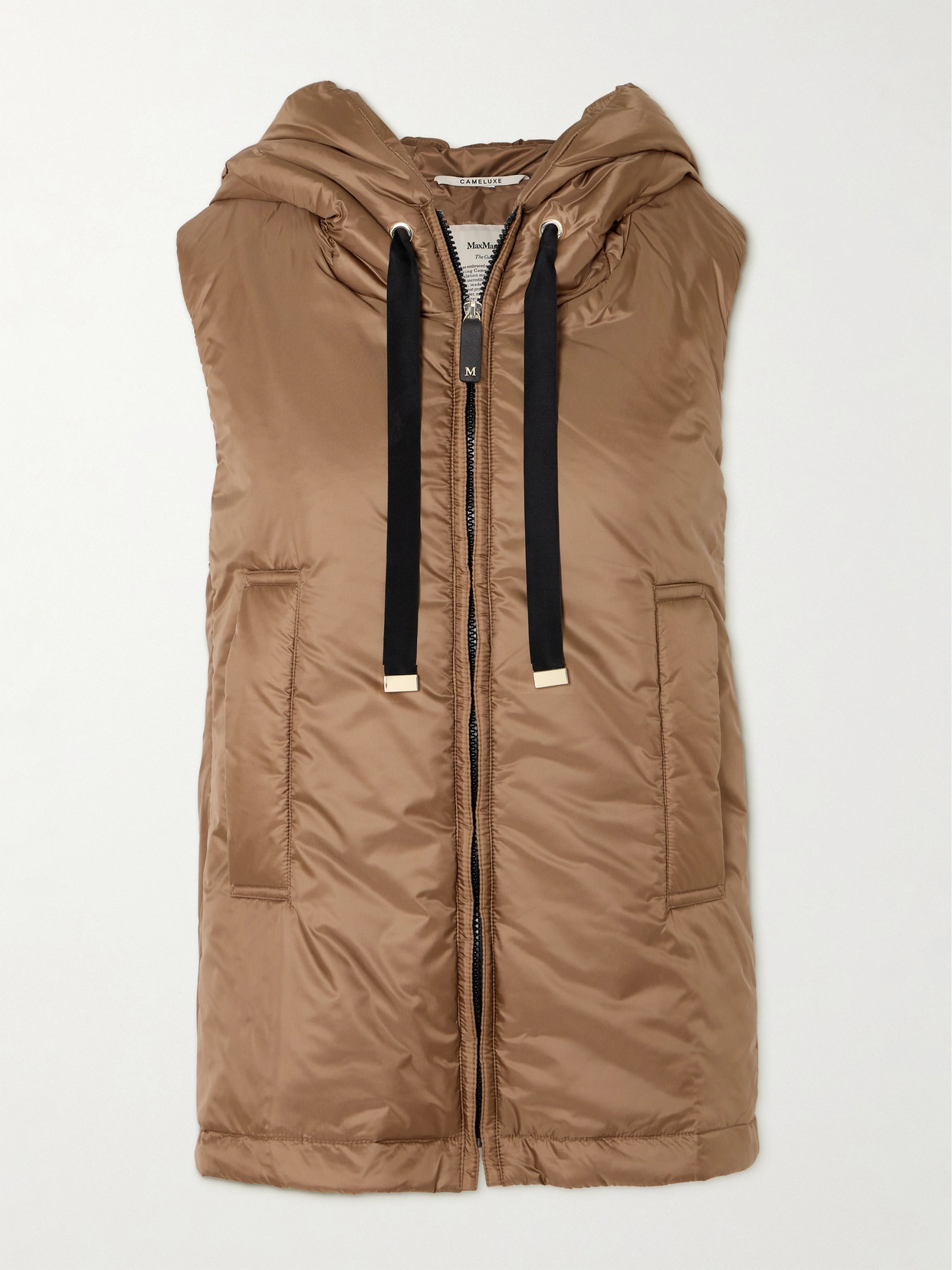 Max Mara Greengo Waterproof Hooded Padded Vest In Brown