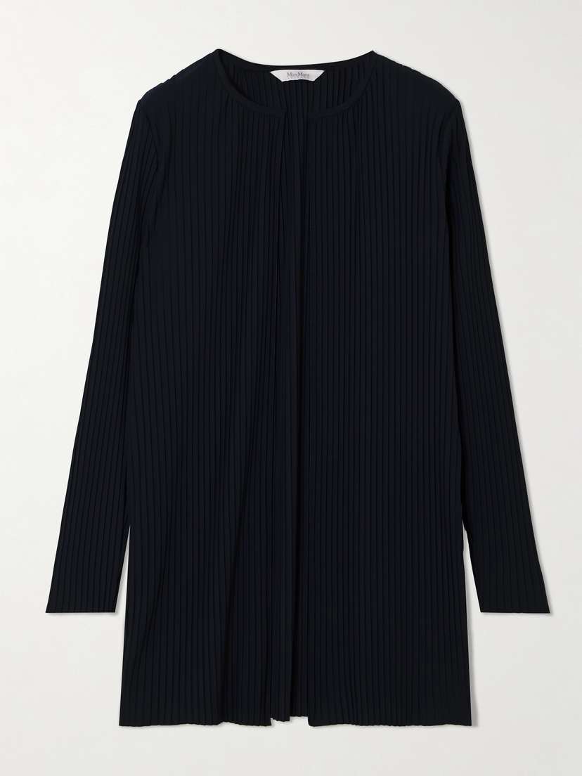 Max Mara Belted Plissé-crepe Cardigan