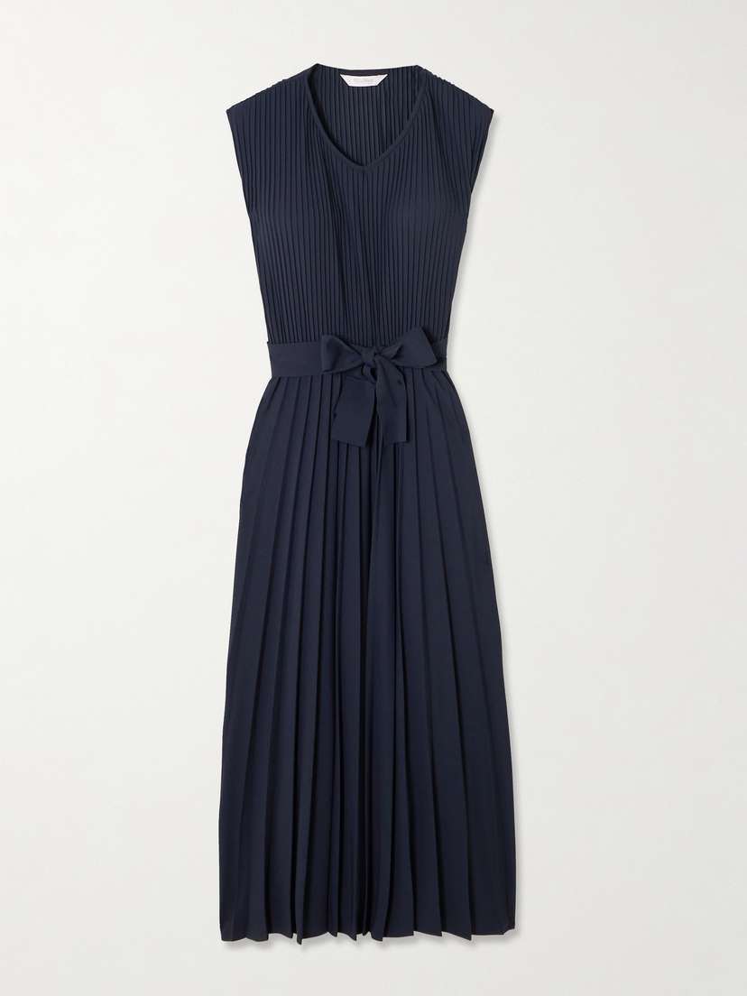 Max Mara Leisure Kiss Belted Plissé-jersey Midi Dress - x small