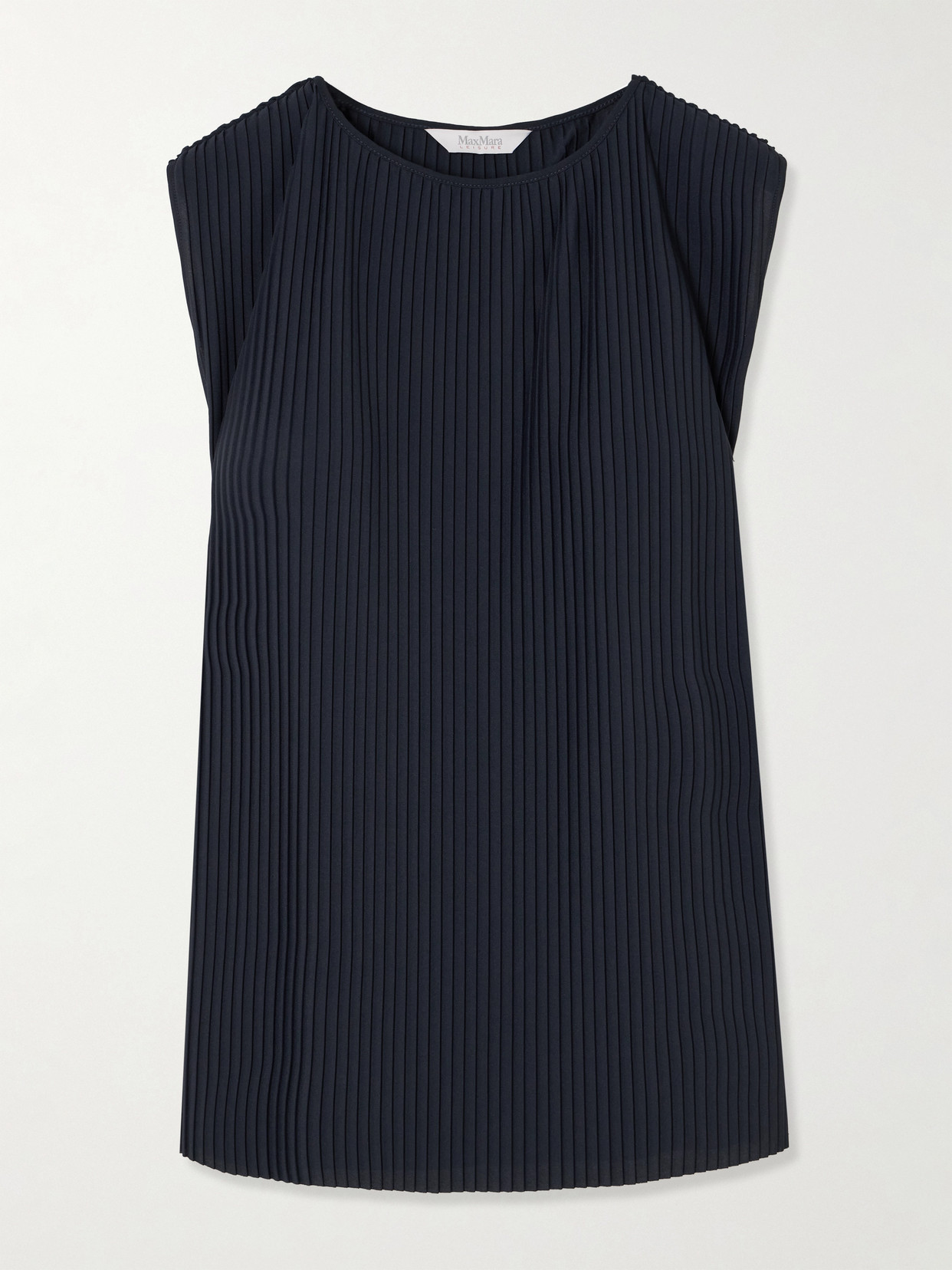 Max Mara Cambusa Plissé-chiffon Top In Blue