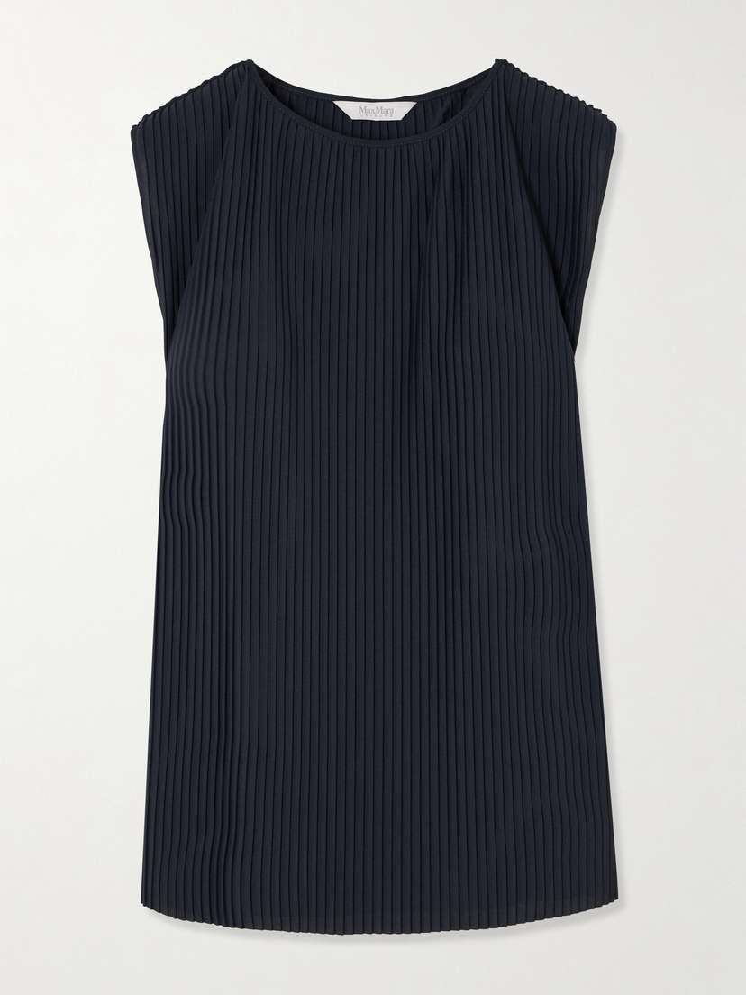 Max Mara Cambusa Plissé-chiffon Top