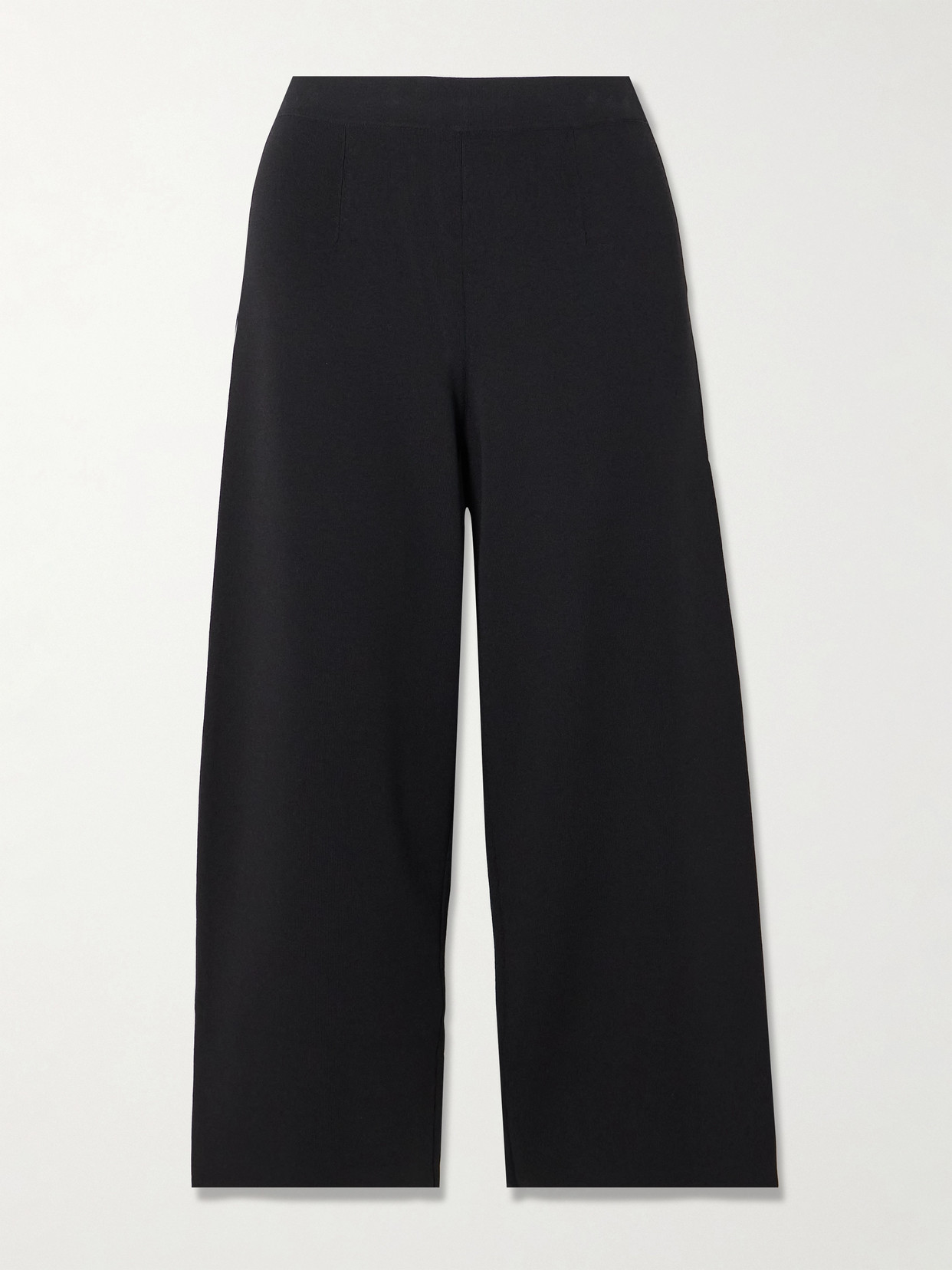 Max Mara - Leisure Grembo Cropped Ribbed-knit Wide-leg Pants - Black