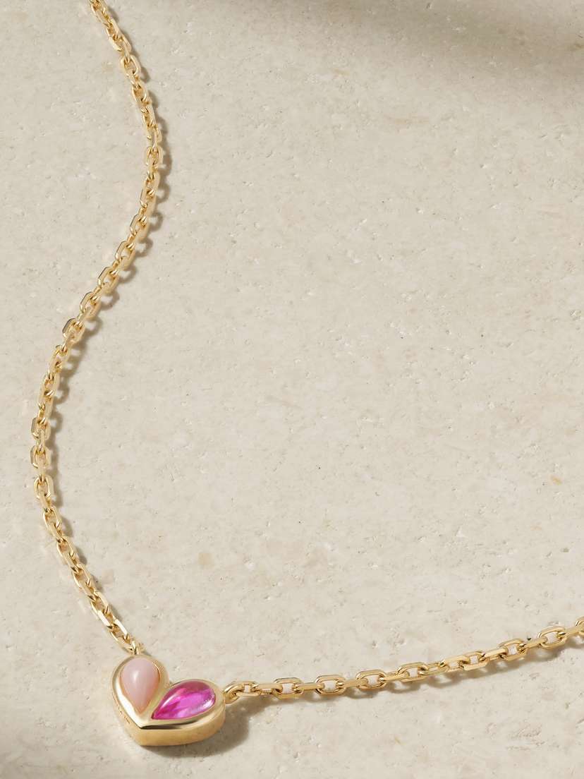 Gemella Sweetheart 18 Karat-gold, Sapphire And Opal Necklace