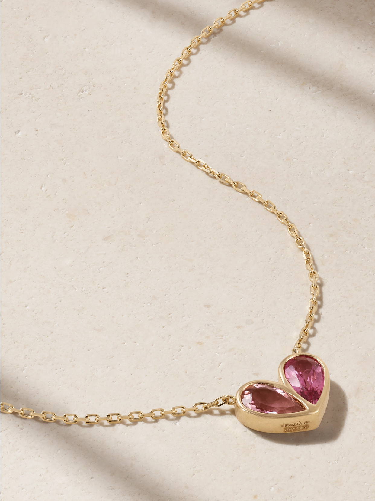 Gemella Sweetheart 18-karat Gold Tourmaline Necklace In Pink