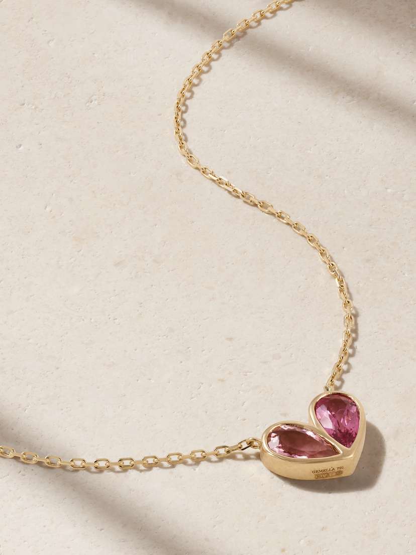 Gemella Sweetheart 18-karat Gold Tourmaline Necklace
