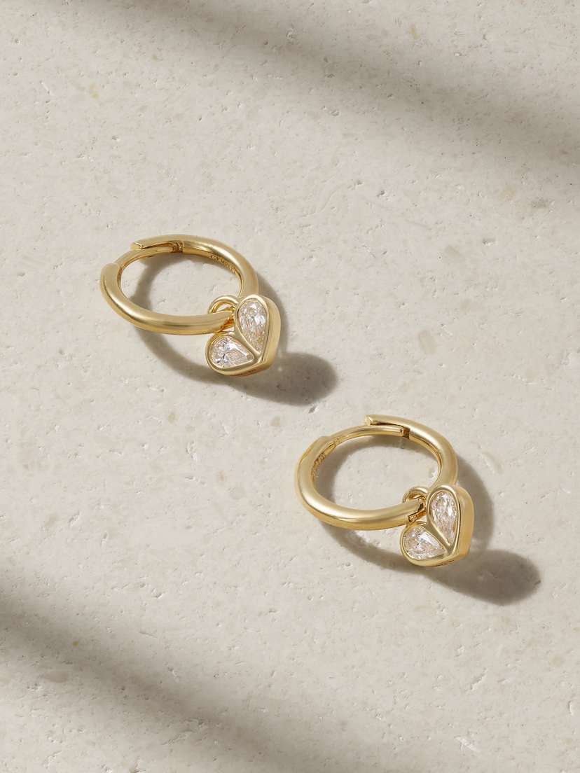 Gemella Sweetheart Huggies 18-karat Gold Diamond Hoop Earrings