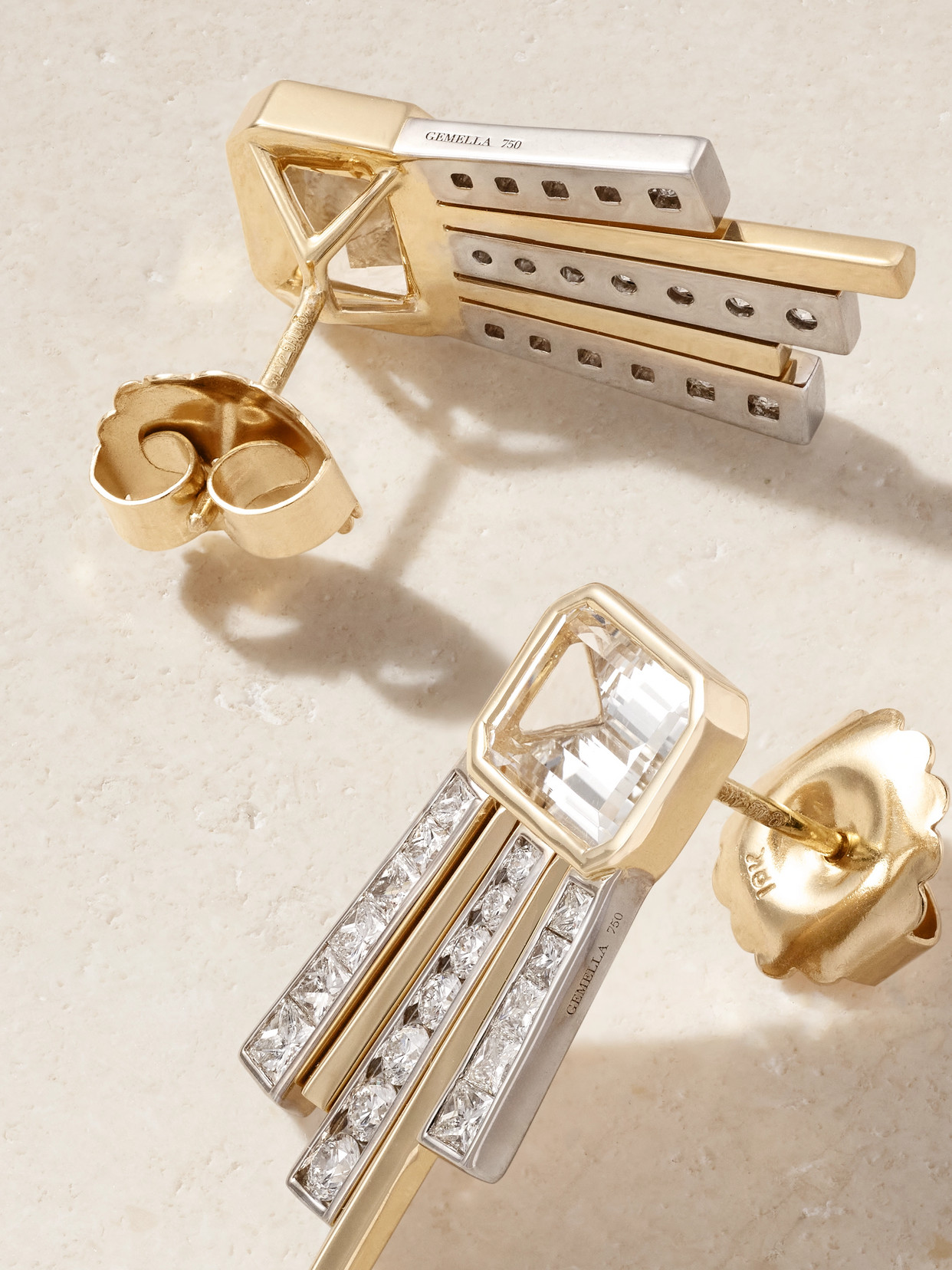 Gemella Celestial 18-karat Gold Topaz And Diamond Earrings In White