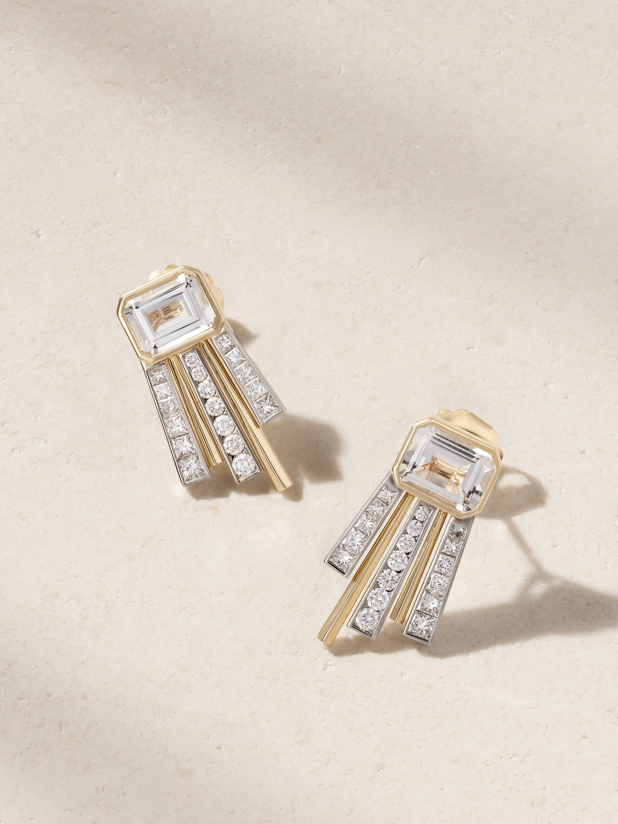 Gemella Celestial 18-karat Gold Topaz And Diamond Earrings In White