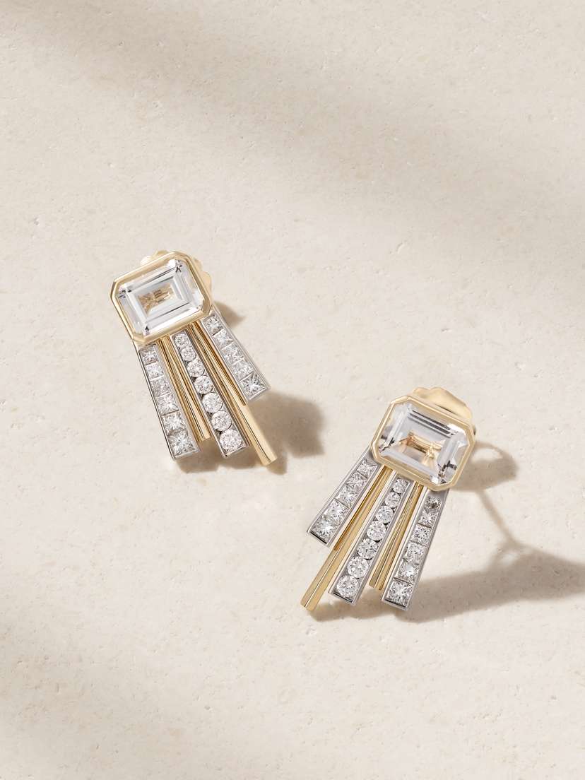 Gemella Celestial 18-karat Gold Topaz And Diamond Earrings