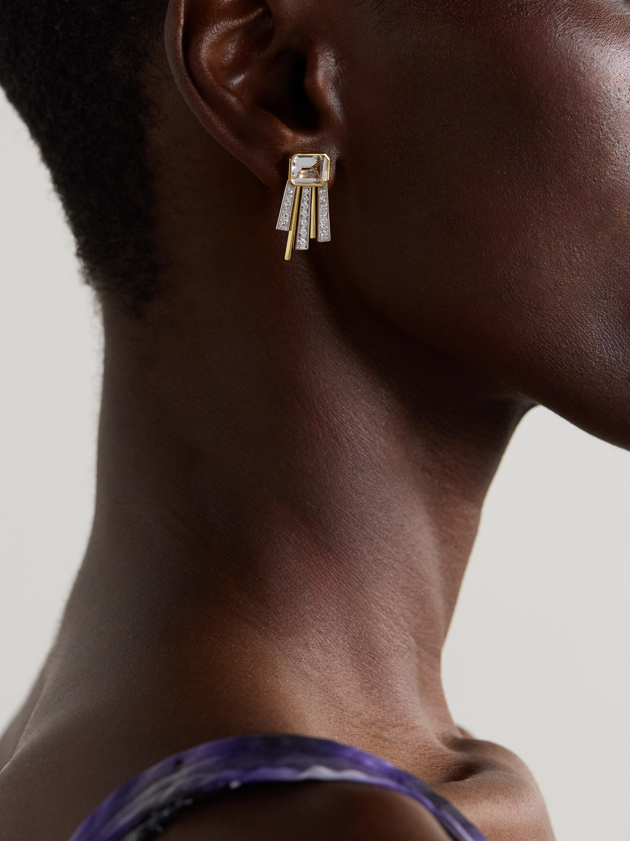 Gemella Celestial 18-karat Gold Topaz And Diamond Earrings In White
