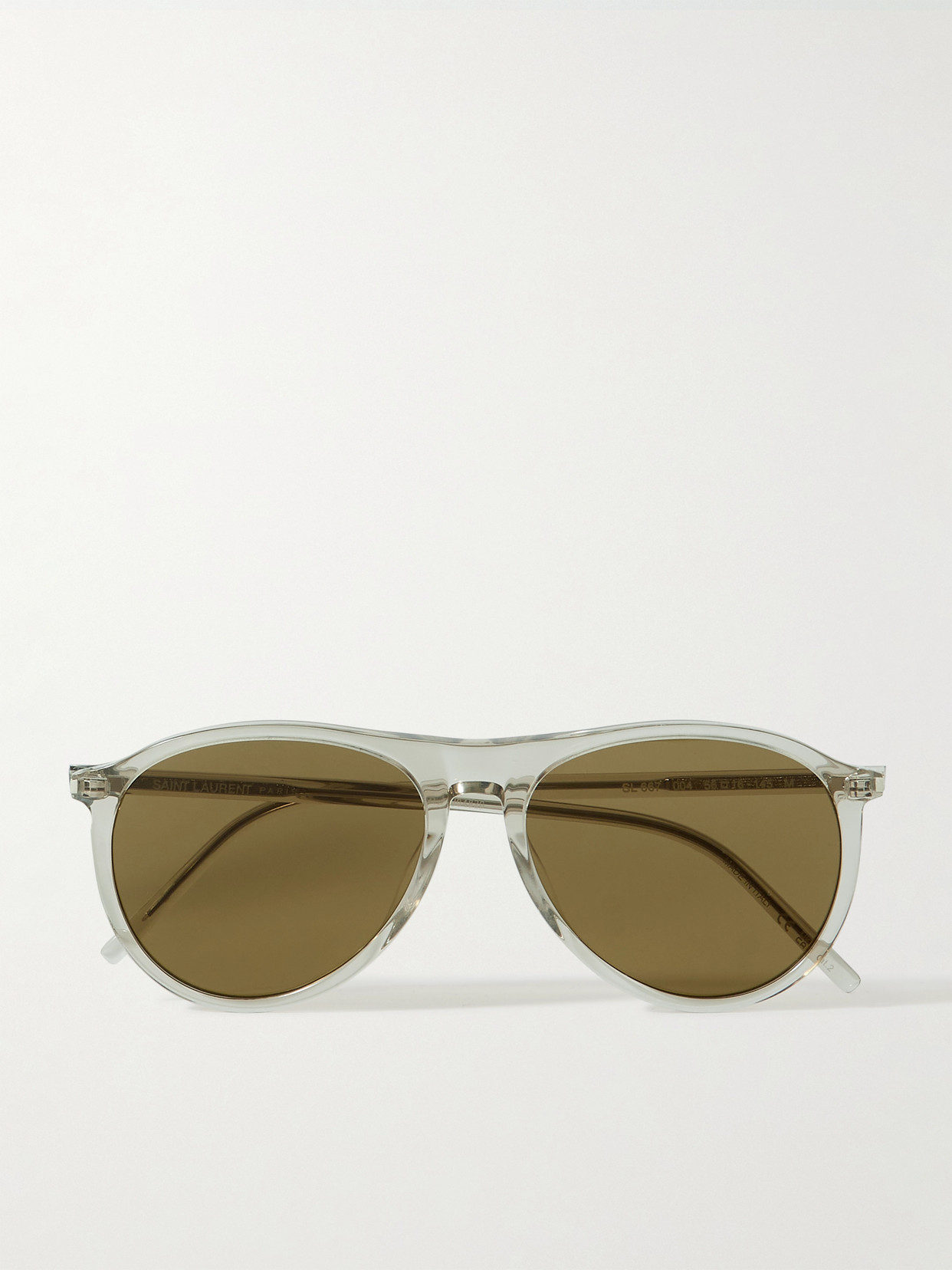 Saint Laurent Aviator-style Acetate Sunglasses In Neutrals