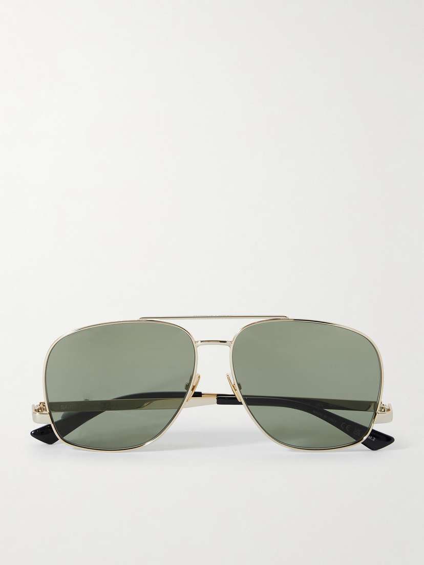 Saint Laurent Eyewear Leon Oversized Aviator-style Gold-tone Sunglasses