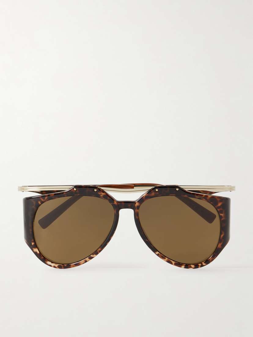 Saint Laurent Eyewear Amelia Aviator-style Tortoiseshell Acetate And Gold-tone Sunglasses