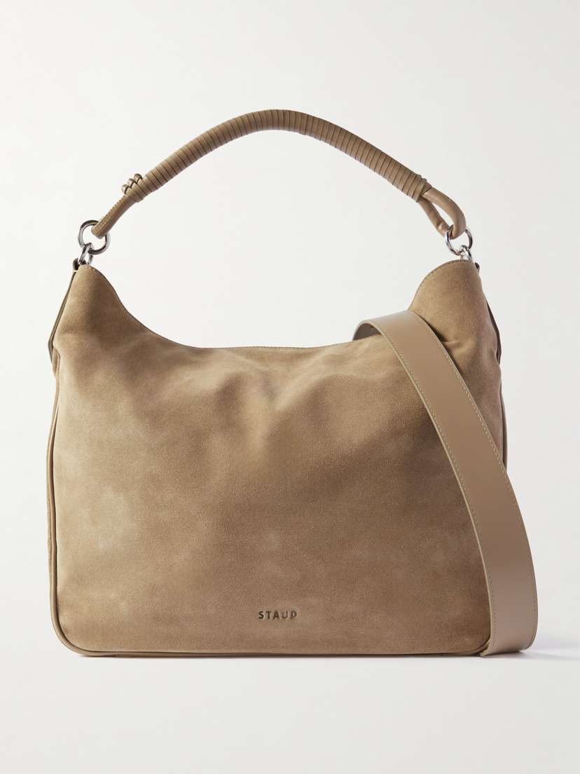 Staud Perry Leather-trimmed Suede Shoulder Bag