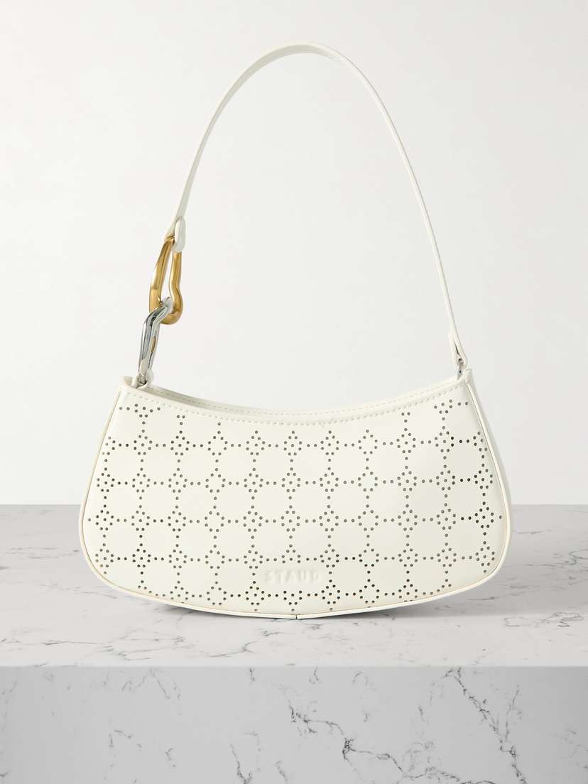 Staud Ollie Embellished Perforated Leather Shoulder Bag
