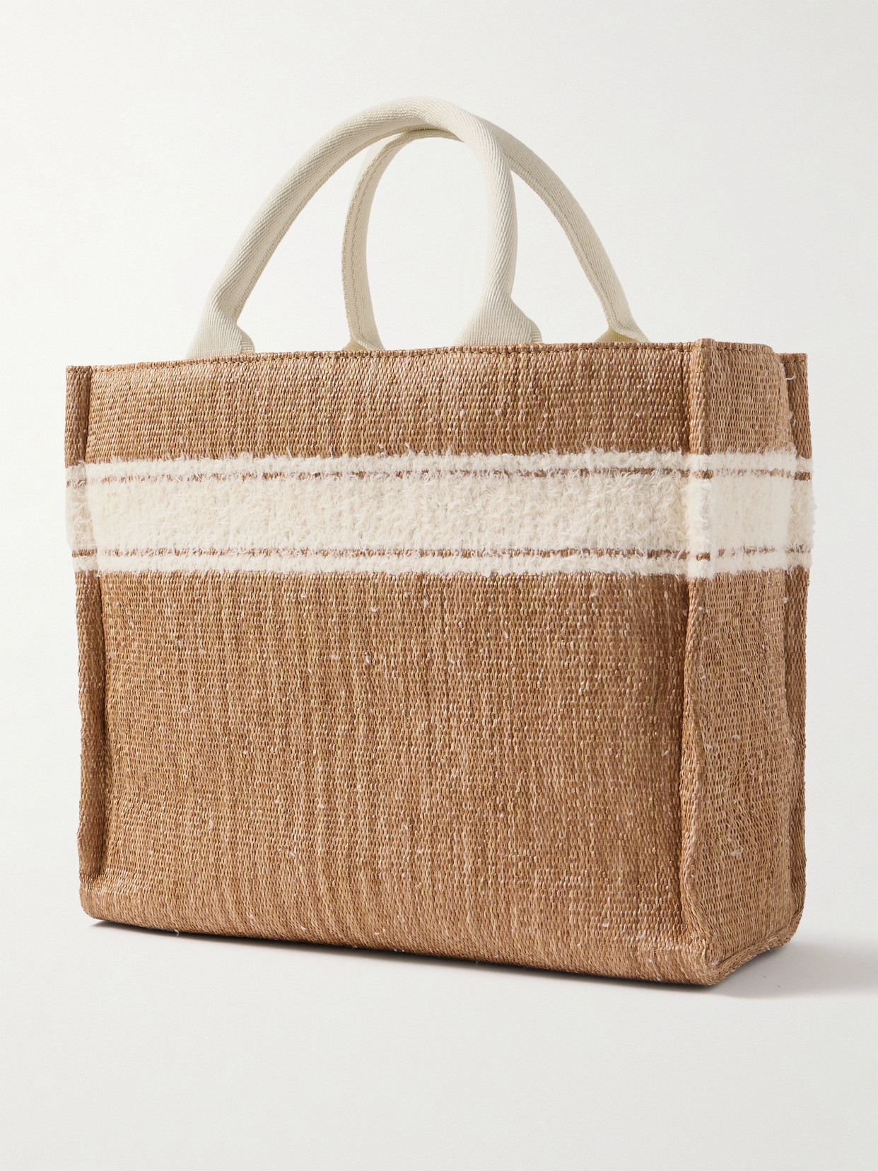 Marni Basket Small Cotton-blend Trimmed Raffia Tote In Brown