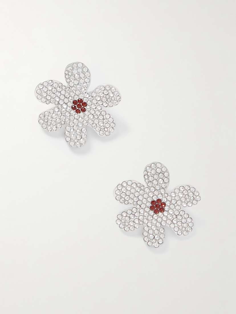 Marni Daisy Silver-tone Crystal Earrings