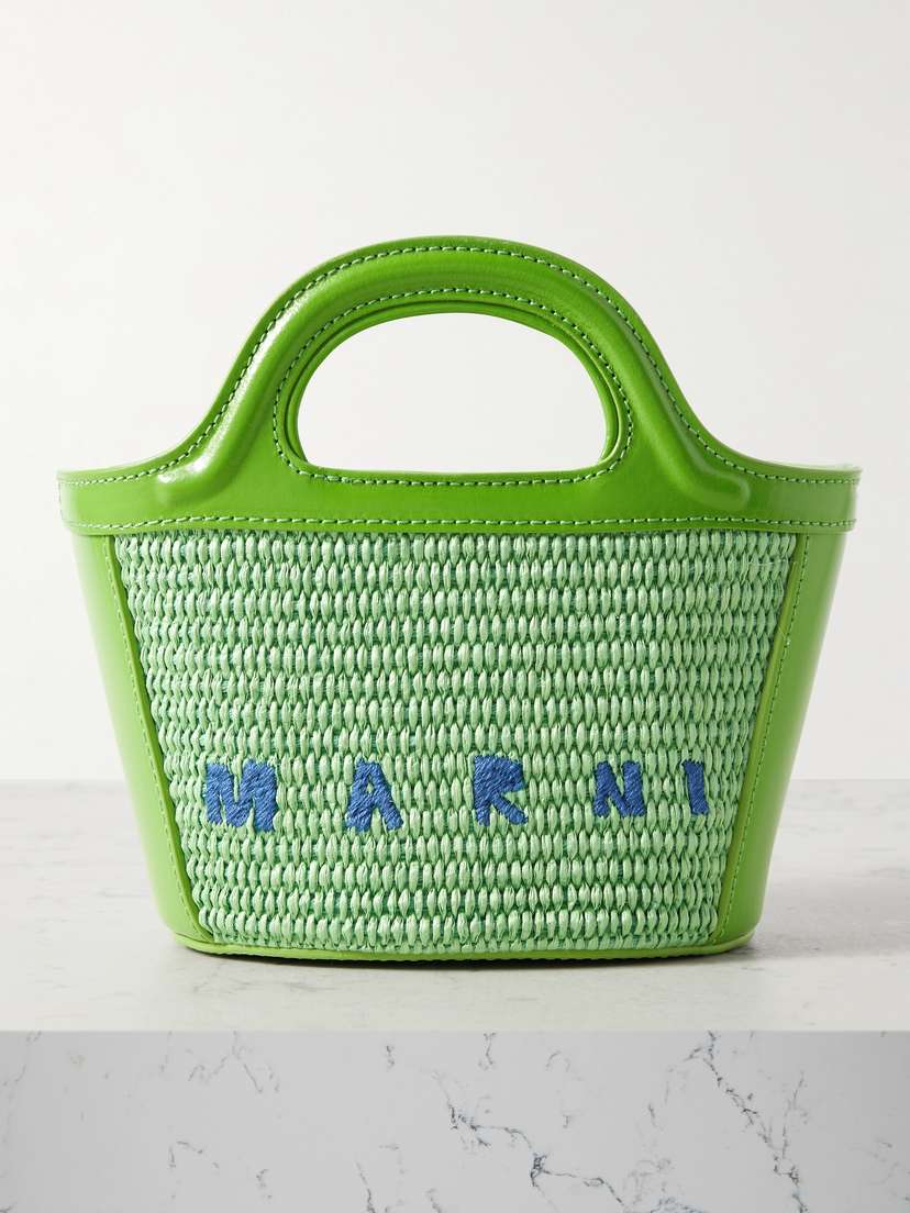 Marni Tropicalia Micro Leather And Embroidered Faux Raffia Tote