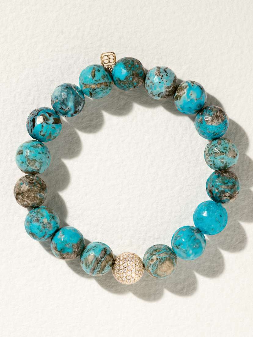 Sydney Evan 14-karat Gold, Turquoise And Diamond Bracelet