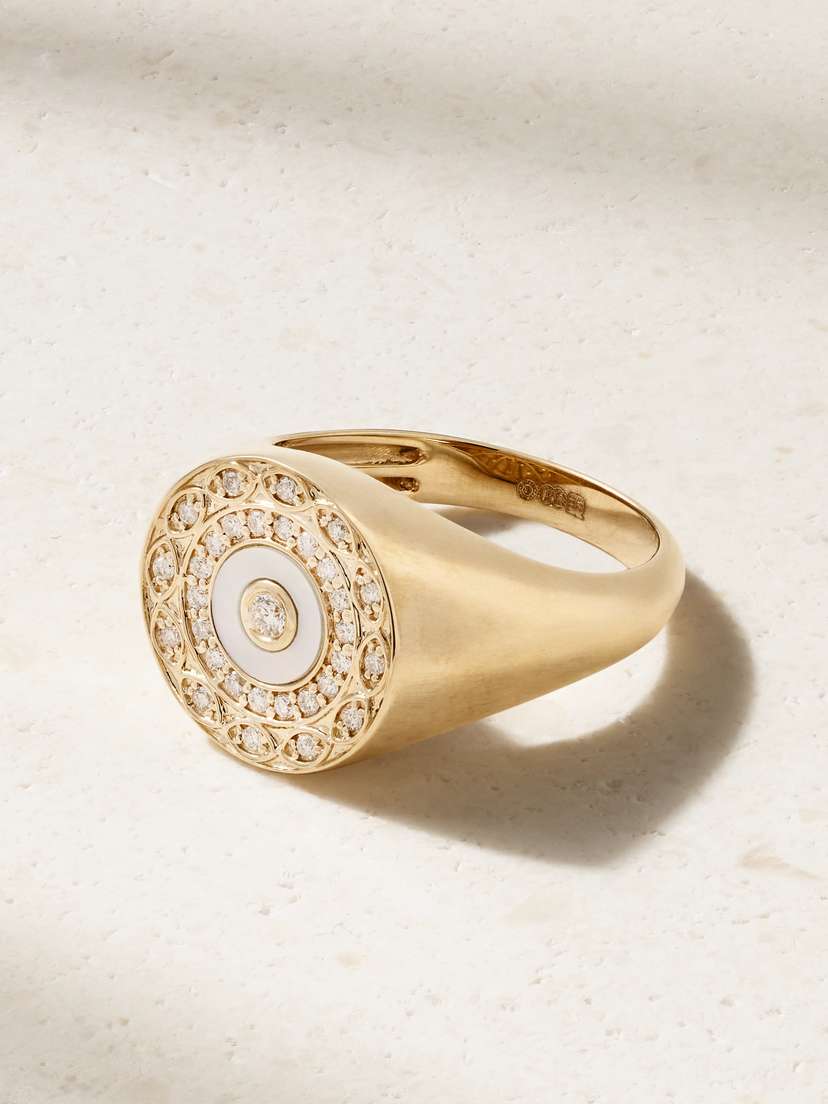 Sydney Evan 14-karat Gold Diamond And Mother-of-pearl Ring