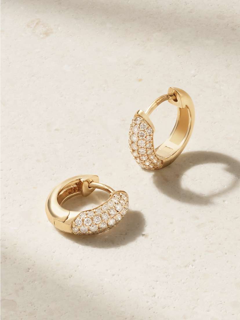 Sydney Evan 14-karat Gold Diamond Hoop Earrings