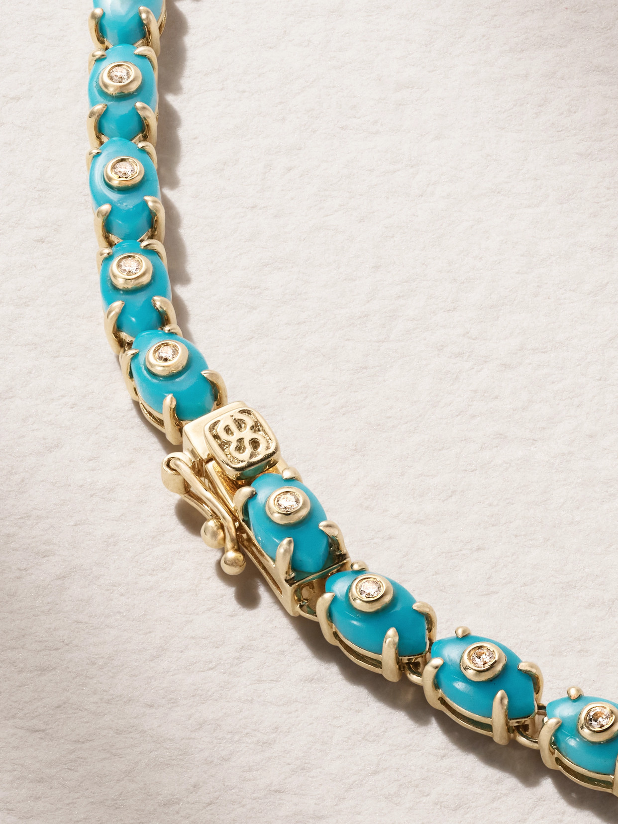 Sydney Evan Eternity 14-karat Gold, Turquoise And Diamond Necklace In Gold
